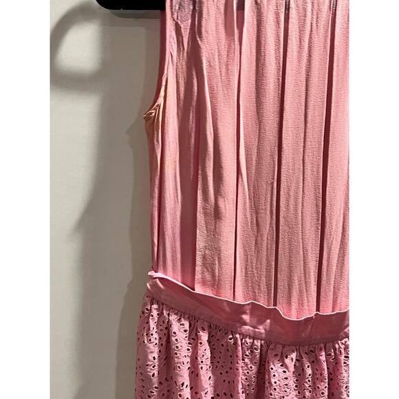 M Missoni Pleated Silk Cotton Pink
Sleeveless Lined Eyelet Mini Dress Sz 40/US8 - Picture 11 of 13